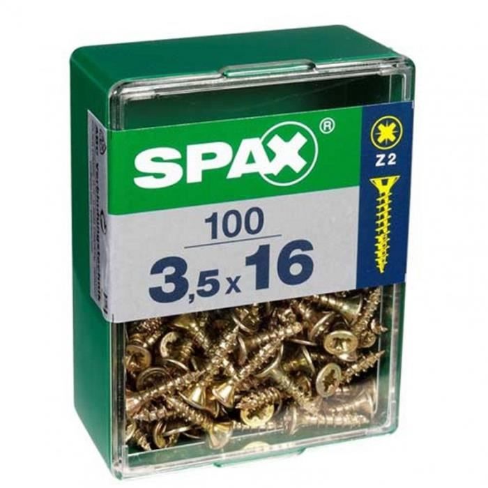 Screw - SPAX - Countersunk Head - Steel - Diam. 3.5 Mm - Long. 16 Mm - Pack of 100