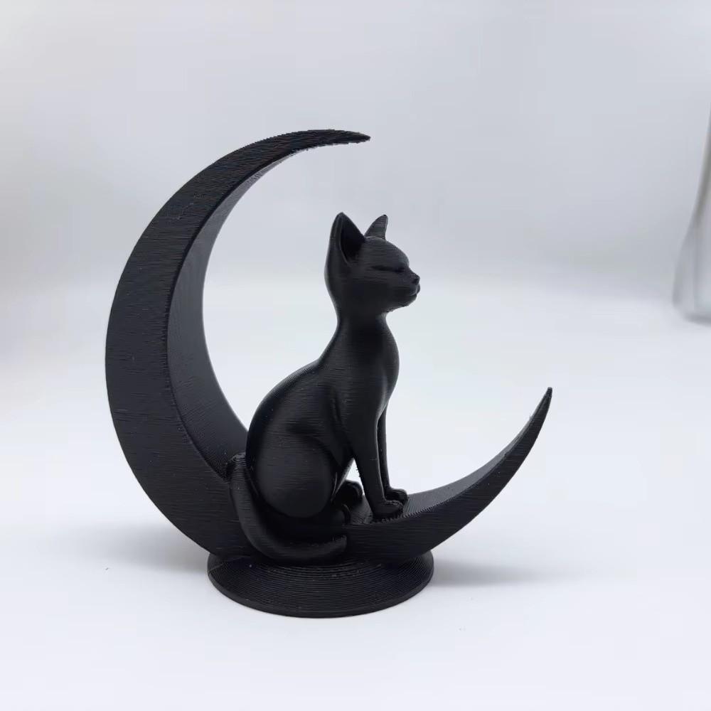 3D Printed Moon Cat Decoration Art Crafts Cat Statue Decorative Desktop Decoration Table