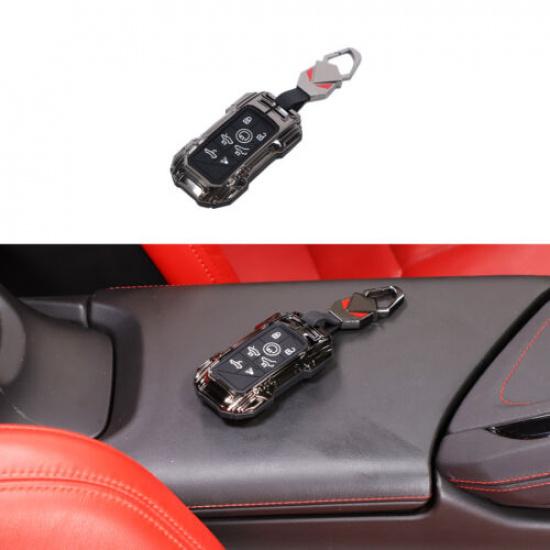 Black Alloy Smart Key Fob Case Shell Cover For Corvette C8 -25