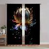 2pcs For Lotus Pattern Semi-Sheer Curtains - Polyester   Machine Washable   with Rod Pocket for Bedroom & Living Room Decor