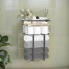 Bucolic Wood and Metal Vertical Towel Rack Bathroom Storage Double Layer Space Saving Solution Metal Wood Towel Rack