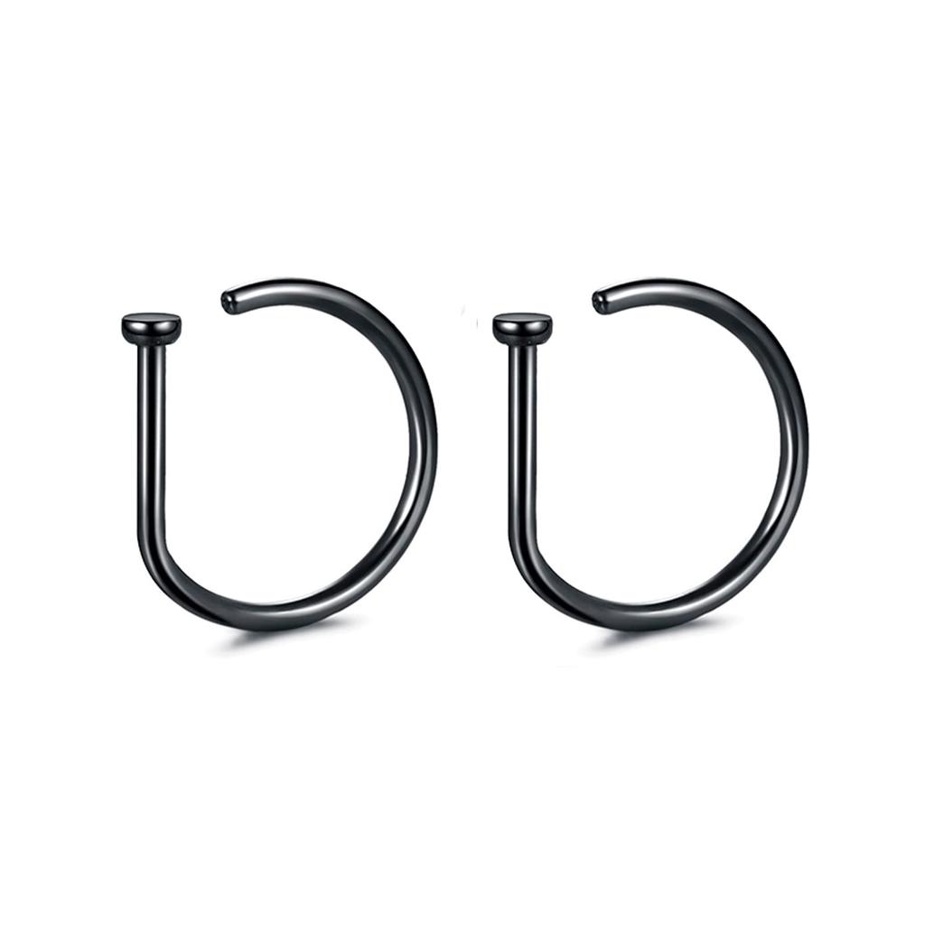 Fake Nose Ring Hoop Lip Labret Ring for Women Non Pierce Hoop Nose Ring Septum Hoop Ring Tragus Rook Ring Non Piercing Jewelry