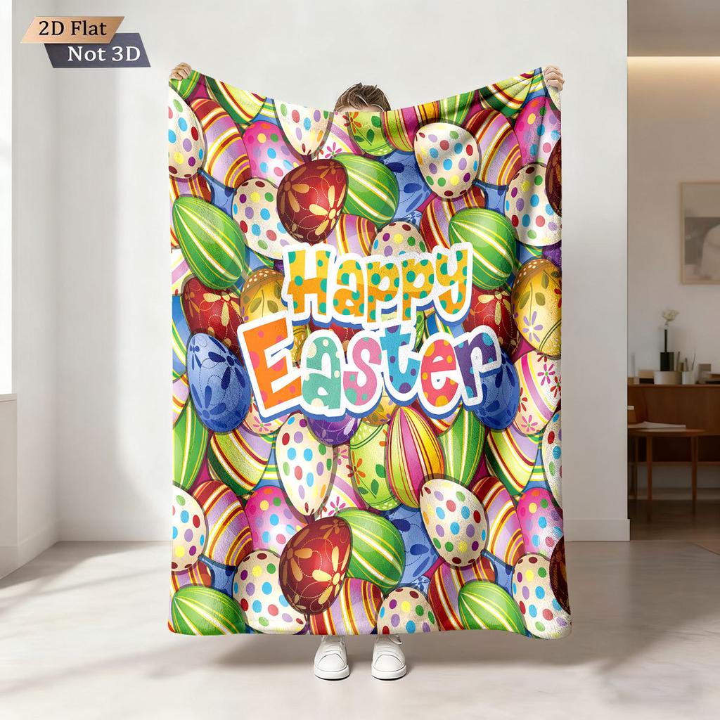 Easter Bunny Printed Cozy Fluffy Flannel Blanket for Home Living Sofa Chair Room Bedroom Decor for Family Birthday Gift