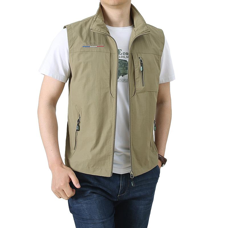 Weste für Herren Herrenweste Jacken Weste Sommer Einfarbig Stehkragen Klettern Wandern Arbeit Ärmellos mit Tasche