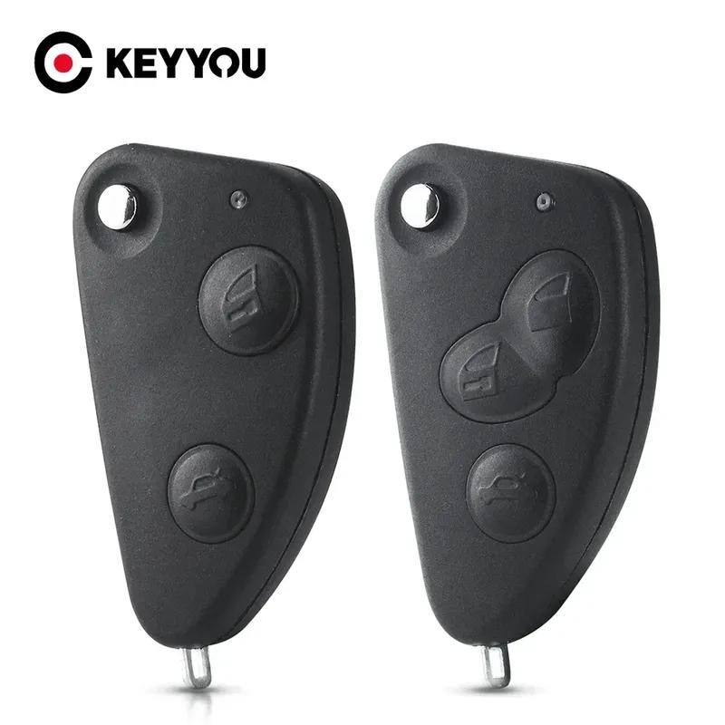 KEYYOU 2/3 Knappar Fällbar Nyckelring För Alfa Romeo Fjärrkontroll Bilnyckel Skal För Alfa 147 156 166 GT Ersättningsnyckelring SIP22 Blad Nej