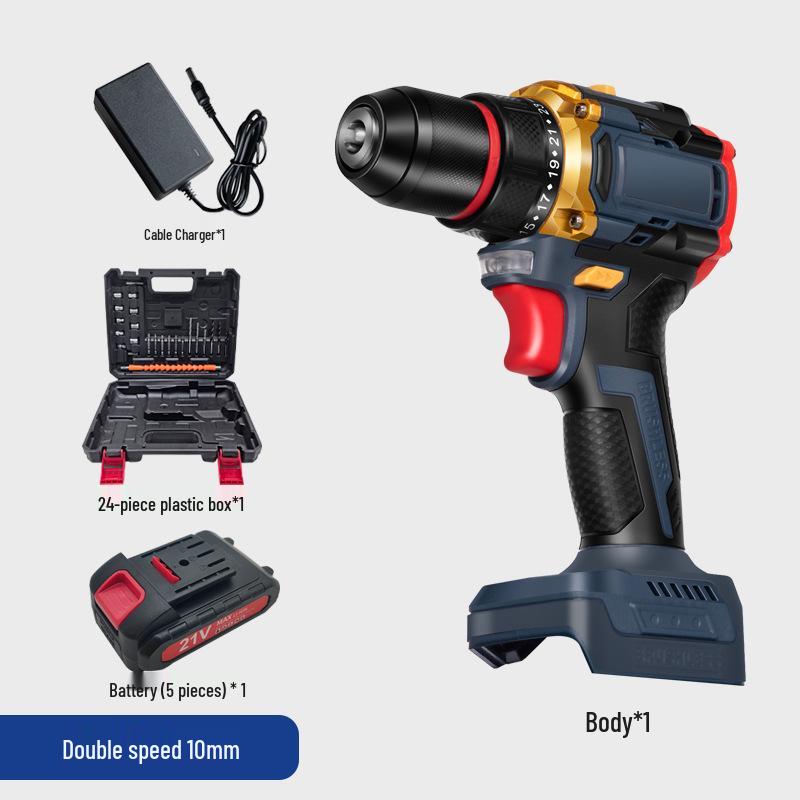 Cross 21V Lithium Battery Hand Drill Screwdriver - Multifunctional Electric Impact Tool