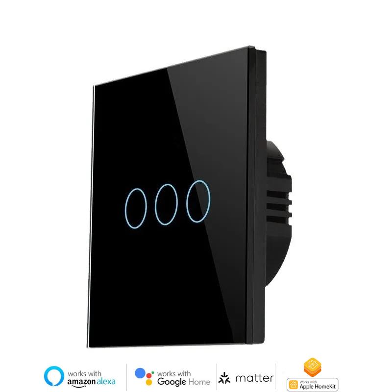 Melery Matter over WiFi Smart Light Wall Switch Touch Sensor Glass Panel Remoted Google/Apple Home Siri Alexa Homekit Smarttings