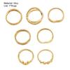 7 Pcs/Set Lady Finger Ring Exquisite Vintage Solid Color Individual Female Ring Set for Gift