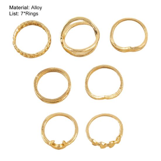 7 Pcs/Set Lady Finger Ring Exquisite Vintage Solid Color Individual Female Ring Set for Gift