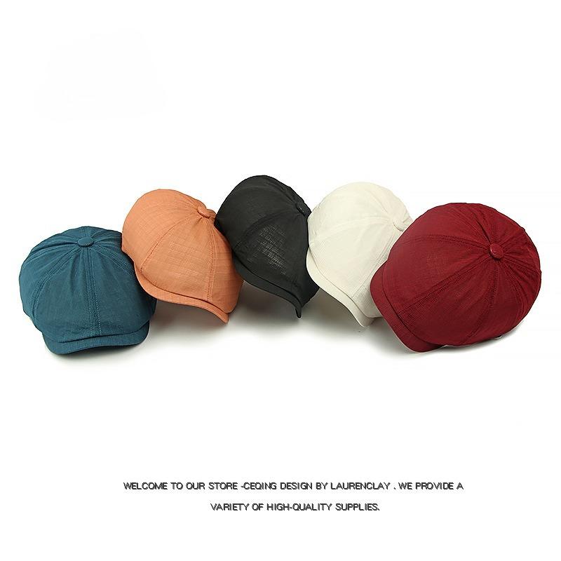 Men and Women Summer Gauze Breathable Newsboy Caps Casual Light and Thin Octagonal Hat British Retro Beret Painter Hat 56-60cm