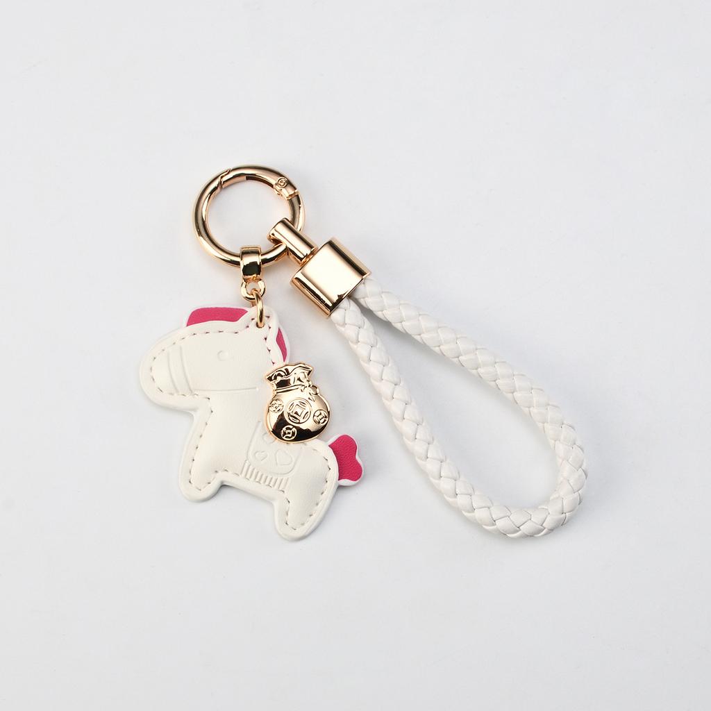 Creative Now Money Keychain Leather Braided Rope Fashion Cartoon Car Keychain Bag Cute Pony Pendant