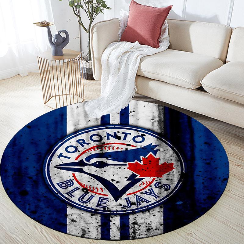 Toronto Blue Jays Round Area Rug,Carpet Rug for Living Room Bedroom Sofa Playroom Decor,Non-slip Floor Mat