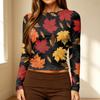 Women's Casual Slim Fit Long Sleeve Polka Dot Neck Blouse