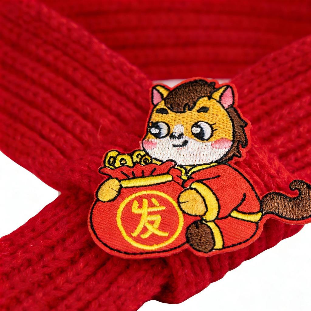 2026 Year Of The Horse Scarf for Cat New Year Cat Scarf Winter Warm Pet Neck Accessories Red Chinese Warm Knitted Photo Props