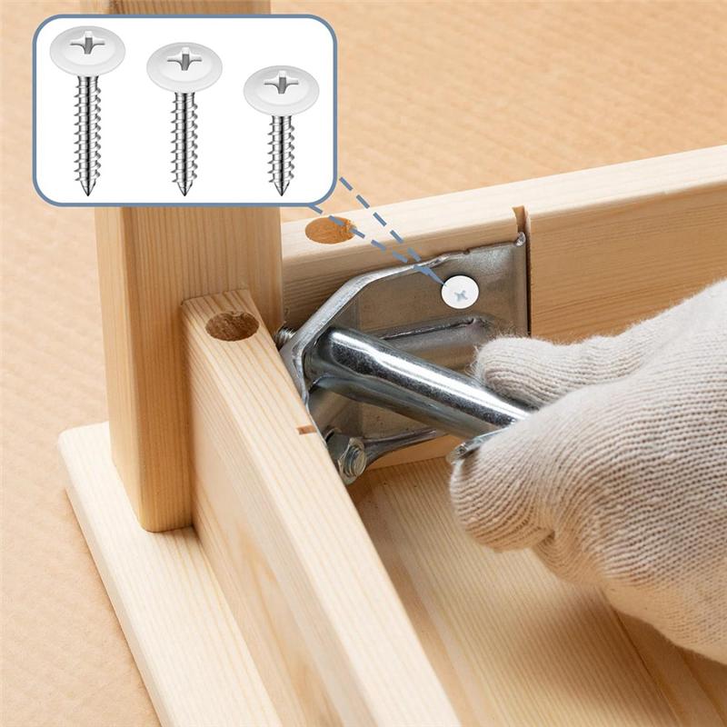 BAAJ-180Piece Wood Sheet Metal Screw Thread Truss Head Fast Self Tapping White Pan Cabinet Screws Wood Work