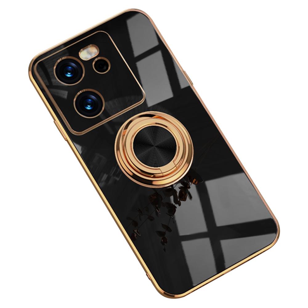 Für Xiaomi 13T/13T Pro Hülle Präzise Aussparungen 6D Galvanisierung TPU Handyhülle mit Ringhalter