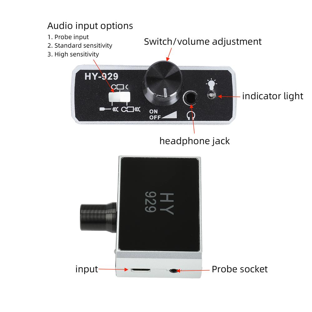 Type C Portable Water Pipe Leak Detector Sensor 20000X Sound Amplification Pipe Tube Leakage Tester Kit High Sensitivity Locator