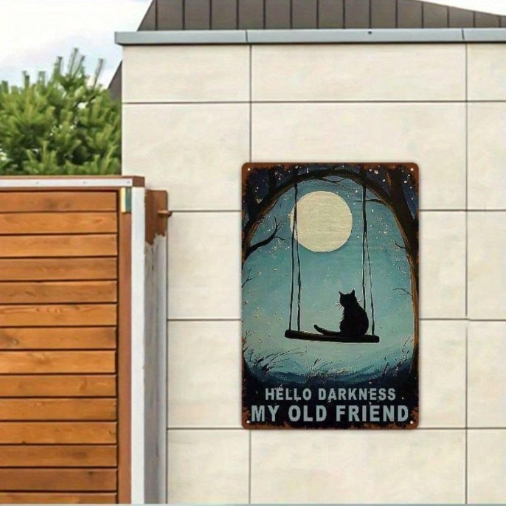 Vintage Black Cat Poster, Metal Tin Sign for Wall Home Decor