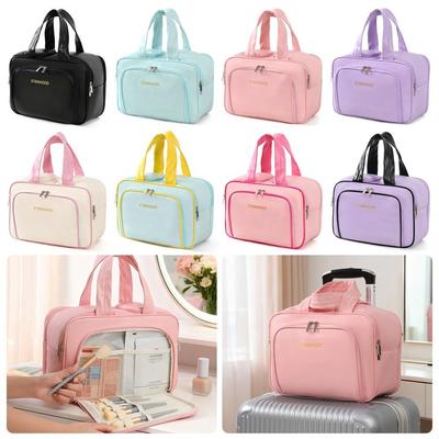 Large Capacity Cosmetic Bag Waterproof Handheld Toiletry Bag Multi-compartment Makeup Organizer Makeup Storage Bag Travel Use