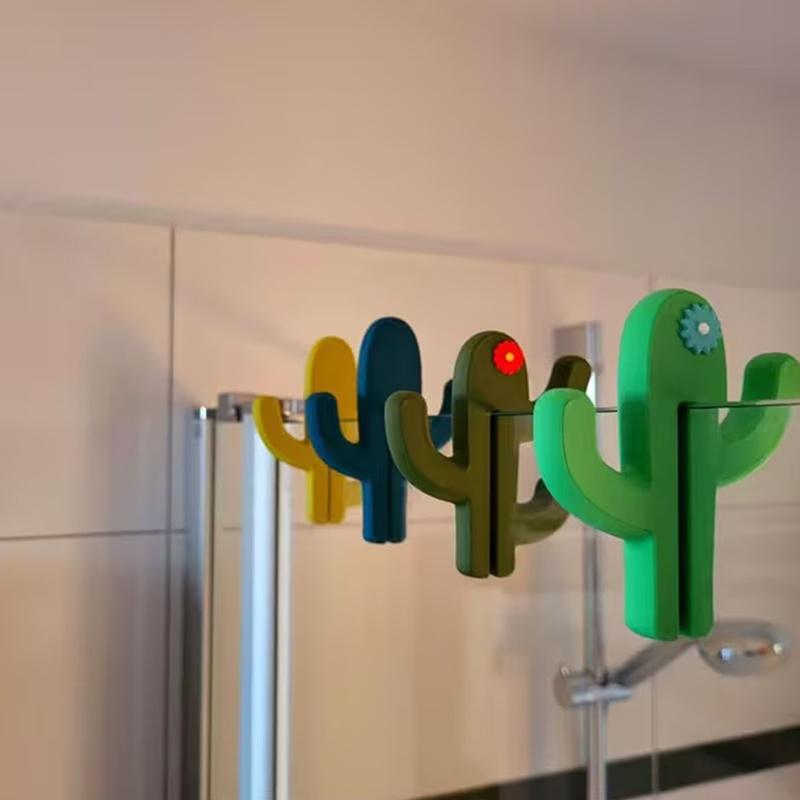 Cactus-Shaped Bathroom Glass Door Hooks Suitable For 8mm/6mm Doors Bathroom Door Clamp Hook For Towels, Washcloths, Clothing
