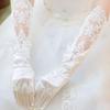 White Satin Long Gloves Vintage Long Finger Mittens Retro Wedding Bridal Gloves  Women