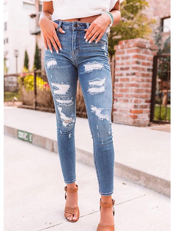 High Waist Ripped Stretch Skinny Jeans for Women S