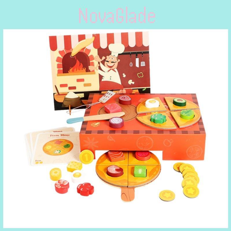 Wooden Simulation Pizza Making Children Toy Set For Imaginative Kitchen Games