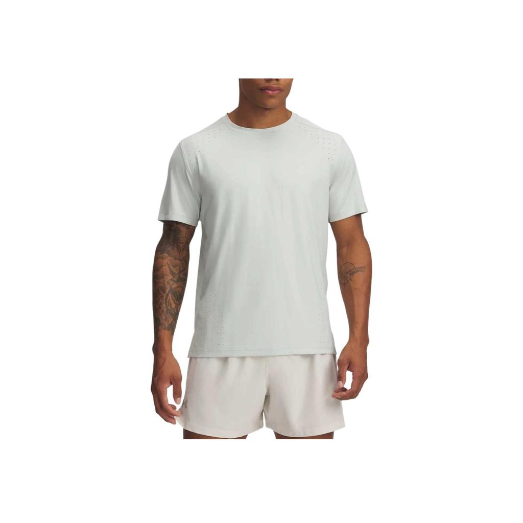 Under Armour Lanzamiento Elite SS25 Serie Cool Cómoda Suave Agradable a la Piel Moda Camiseta Manga Corta Cuello Redondo Hombre Tops Verde Hidrógeno 1389802-377