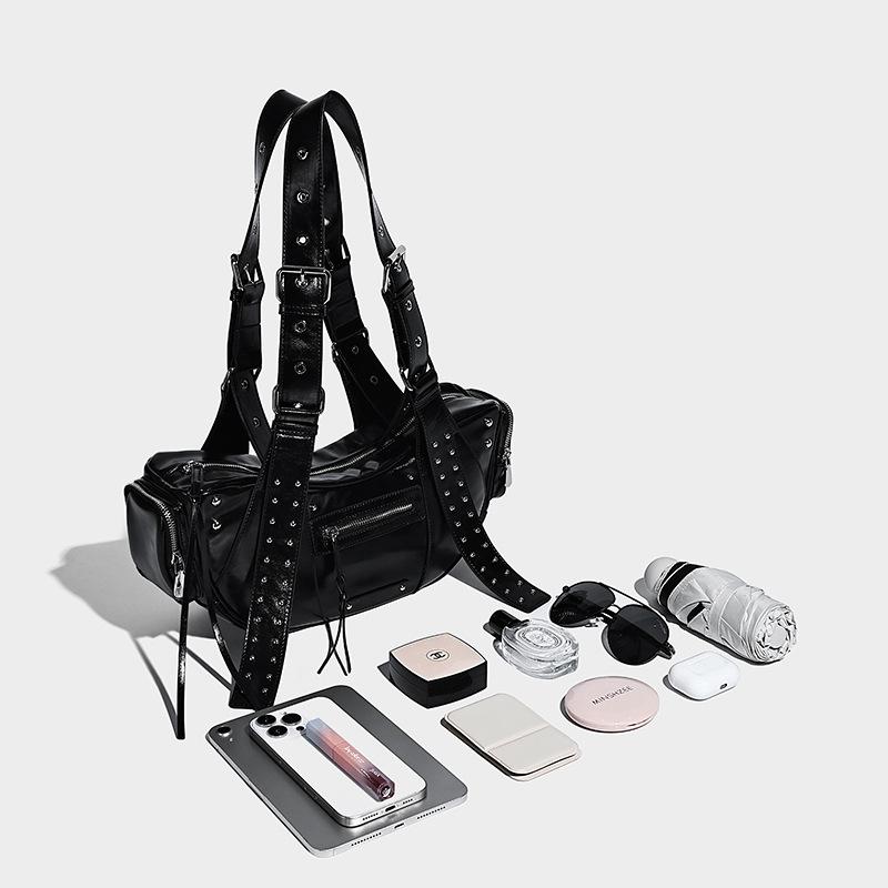 2025 New Trendy Fashionable Retro Motorcycle Bag, Soft Leather Large Capacity Shoulder Bag, Super Cool Wasteland Style Underarm Tote