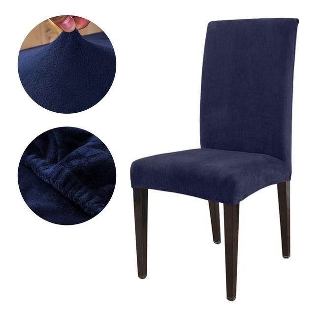 High Elastic Velvet Chair Protector Plush Stretch Chair Cover Antifouling Home Hotel Dining Wedding Seat Cover Home Decoration Chair Protector 1PC