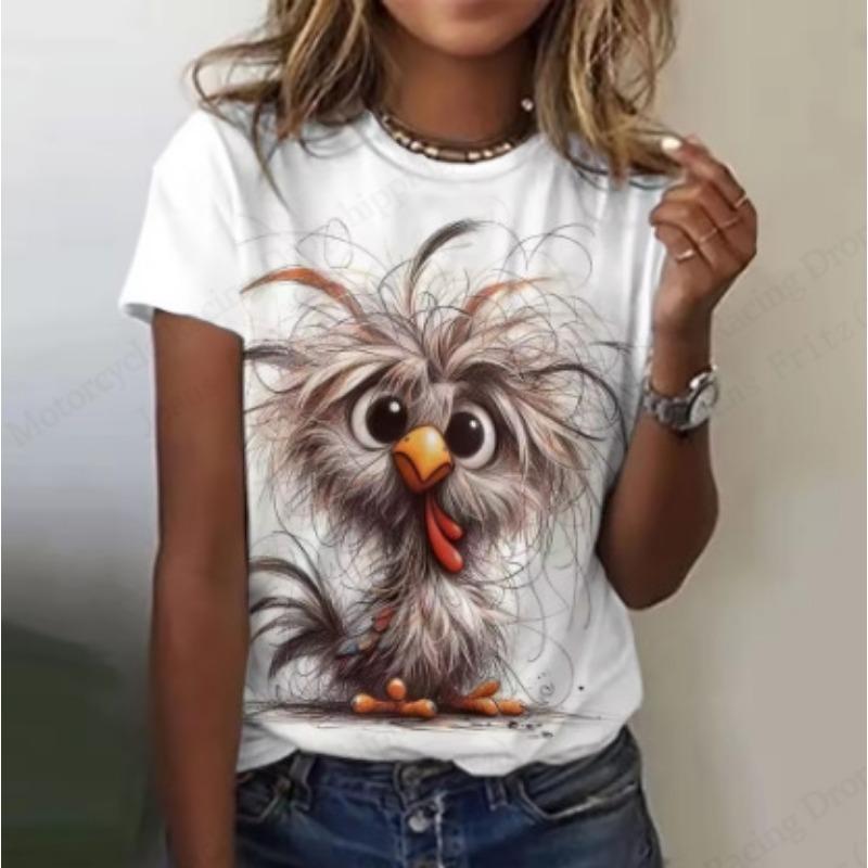 Funny Animal Women T-shirt 3d Cute Cat Duck Print Tshirt Women Fashion Graphic O-Neck Short Sleeve T Shirt White Tops Tee Kawaii