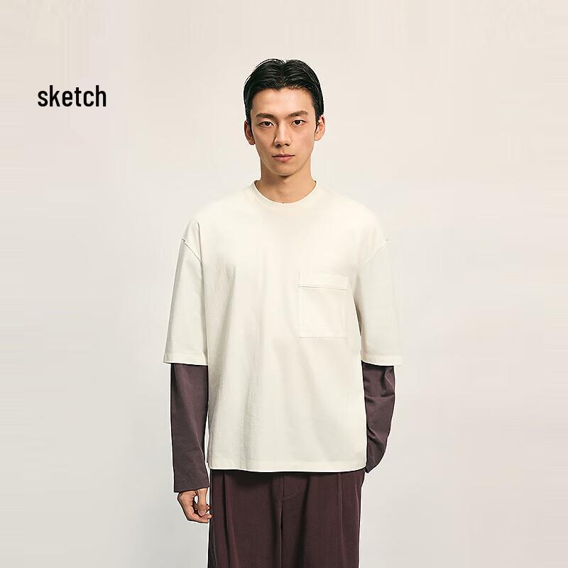 CROQUIS Men's H-Type Loose Fit Round Neck Long-Sleeve T-Shirt