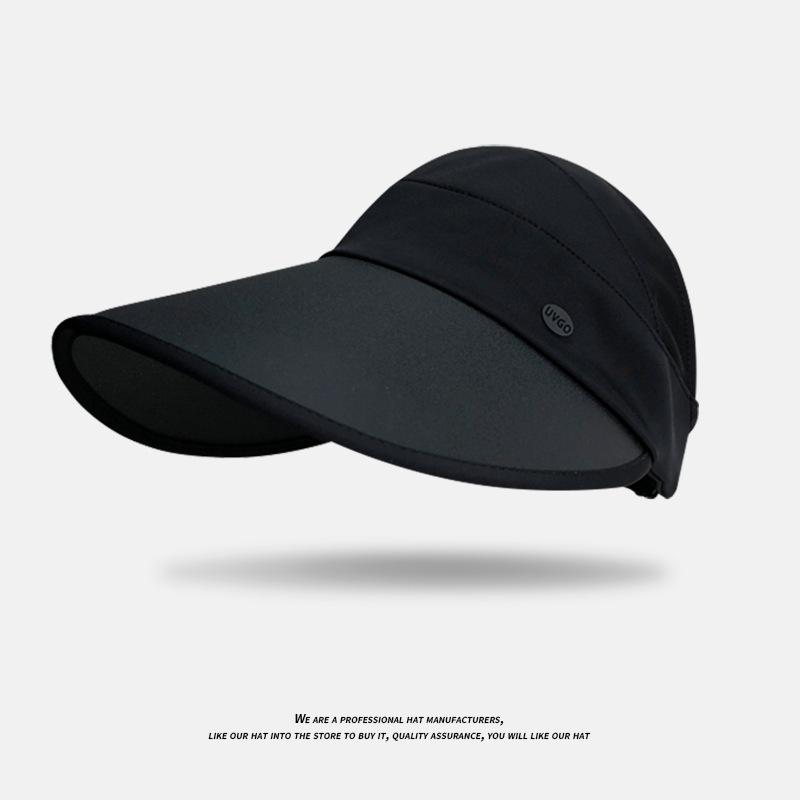 

High ponytail half-empty top sunscreen hat, small face in summer, big brim sun hat, cool feeling ice silk outdoor sun hat women M (55-60) Extended Brim