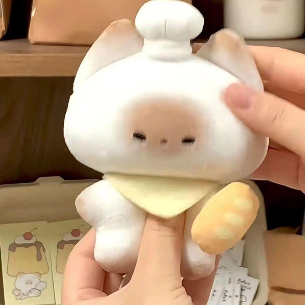 

Bag Pendant Plush Cat Keyring PP Cotton Cat Stuffed Doll Bread Cat Keychain Hanging Ornament 15cm