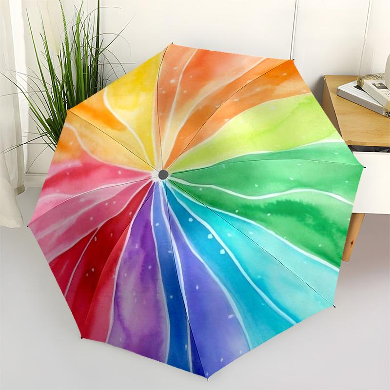

1pc Color Wheel Harmony Umbrella with Plastic Handle,Compact & Stylish,Cartoon Pattern,Outdoor UmbrellaPT304