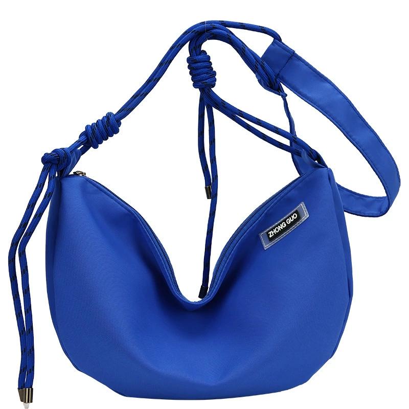 Nowe torby na ramię z nylonu, vintage, jednolity kolor, torba typu hobo, swobodna, duża pojemność, torba diagonalna, modna, uniwersalna torebka damska