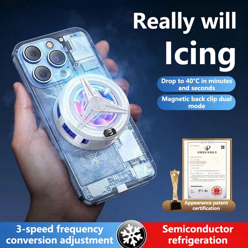 Magnetic Back Clip Icing Radiator Universal Gaming Mobile Cooling Fan Mobile Phone Radiato For Gaming Live Streaming Tablet iPad