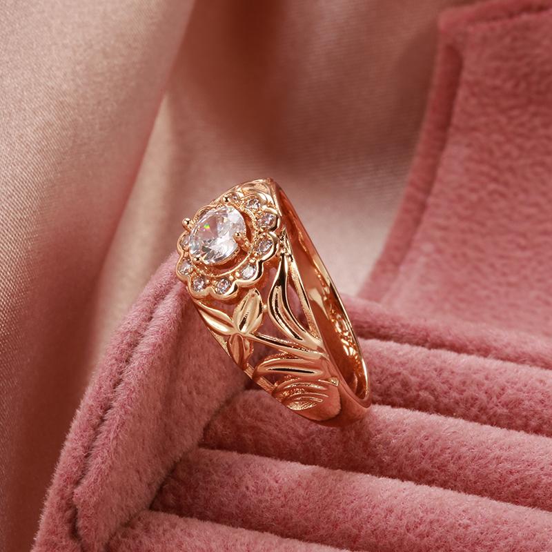 Kinel Bling Zircon Wedding Rings For Women Rose Gold Color Fine Jewelry