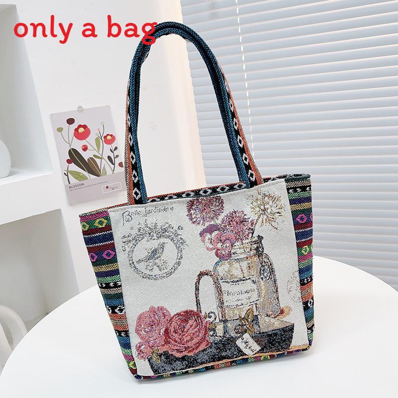 Ethnic Embroidered Handbag For Women With Canvas Material And Zipper Closure For Daily Use