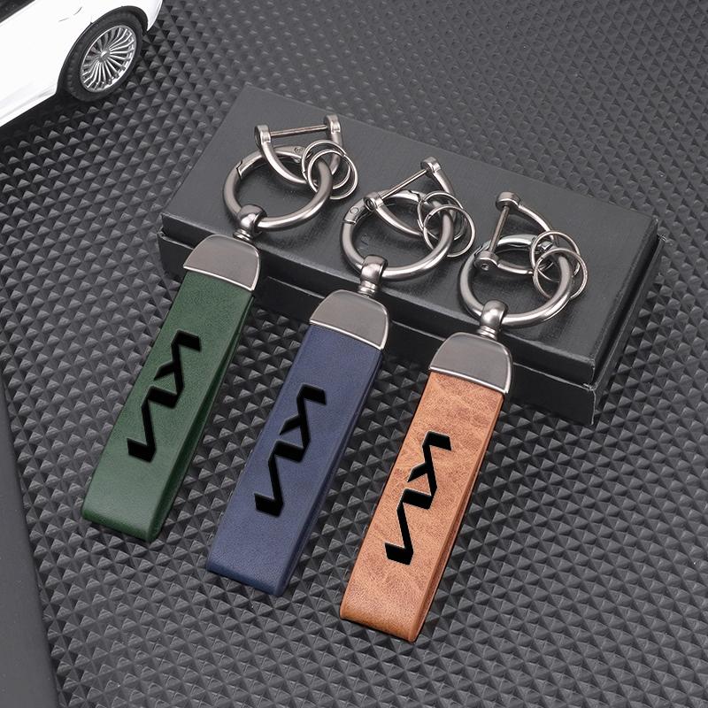 ISFR5 New Metal Leather Car Keyring Keychain Anti-Loss Key Ring For KIA Ceed Sportage Rio Proceed K5 Optima Sedona Forte Cerato Venga