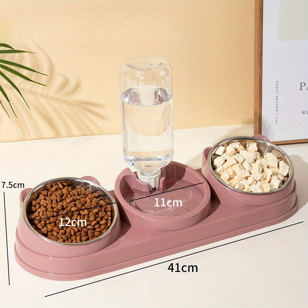 Pet Feeder Food and Water Bowls Cat Double Bowls Anti-overturning Neck Protection Dog Automatic Food Bowl Water Dispenser