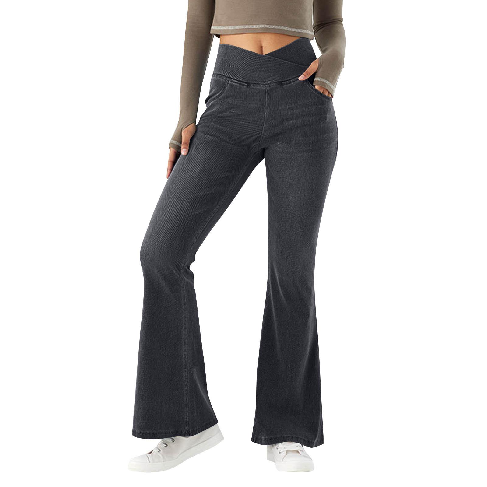 

Женские однотонные джинсы с высокой талией для отдыха, стандартные джинсы с карманами и высокой талией, крутые дышащие, стираные, эластичные повседневные брюки-суперклеш XL