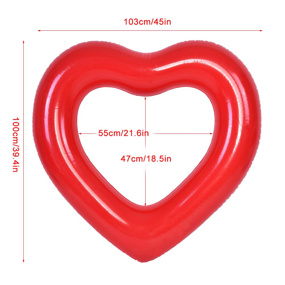 Lovely Heart Shaped Inflatable Swim Swimming Pool Float Ring Toy for Kids Adults(Red)