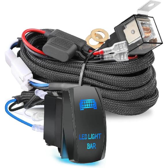 16.4FT LED Light Bar Wiring Harness Kit 300W 2Lead 16 AWG Universal LED Wiring Harness 12V 40A Relay On Off Switch Wiring Harnes 1 Lead
