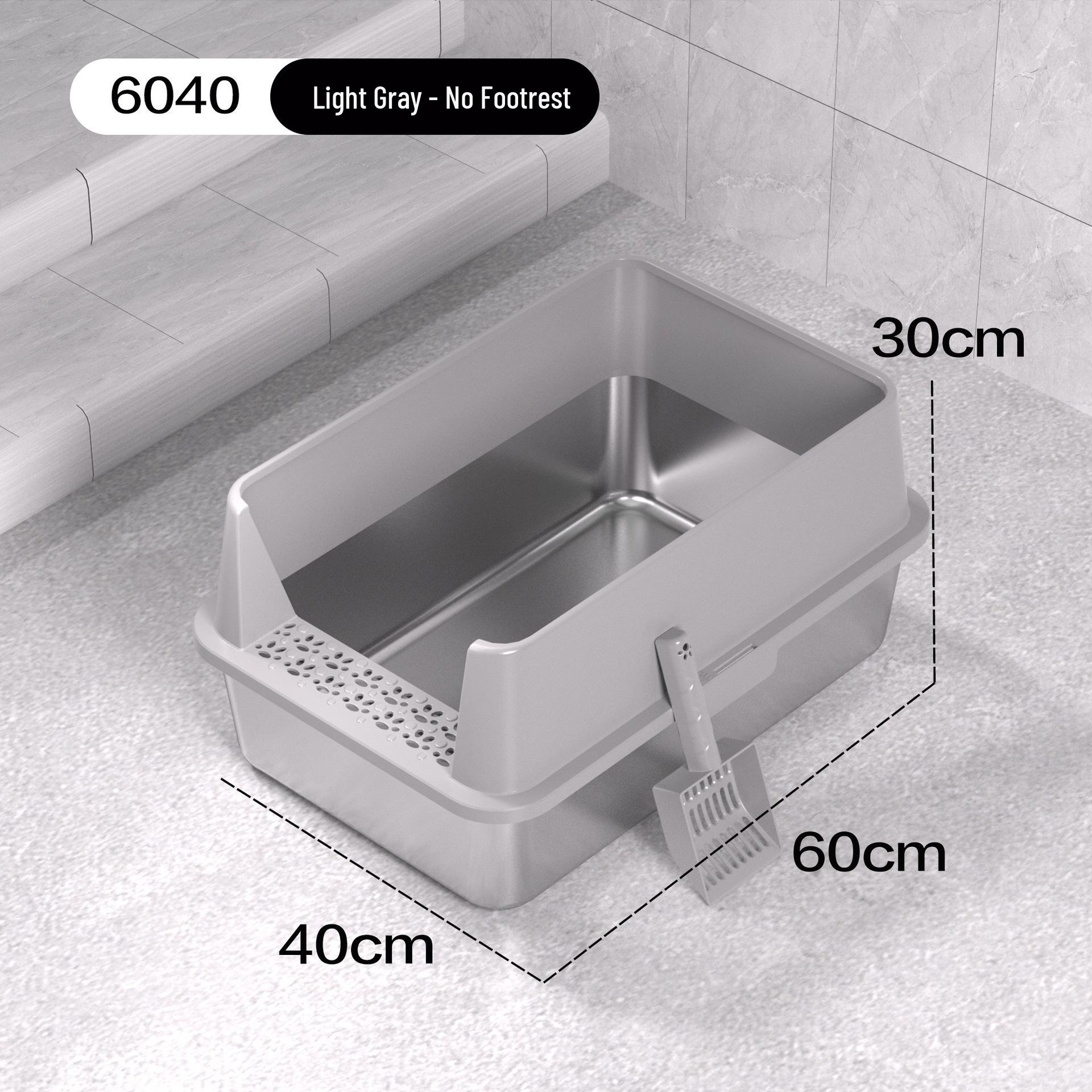 Большой нержавеющий лоток для кошек с удобным пространством 60x40x30 cm