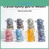 Crystal Fortune God Figurine With Natural Gemstones For Home Decor And Gift Giving