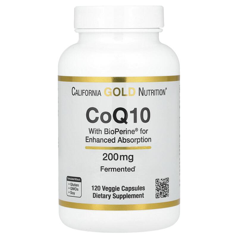CoQ10 with Bioperine® and Black Pepper Extract, Enhanced Biovailability, 200 Mg, 120 Veggie Capsules