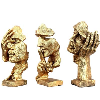 Latest Human Face with Hand On His Mouth Golden Showpiece for Home Decor | Decorative Items for Room | Table Decor | Office Decor