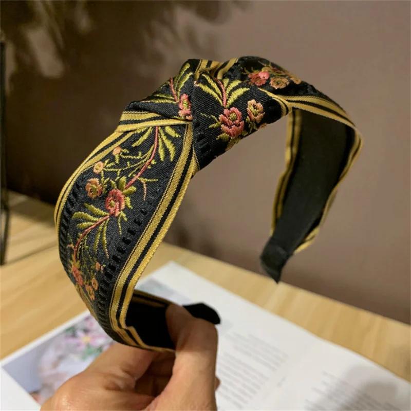 Bentițe de păr superbe cu flori din material textil pentru femei, bentițe late de modă, bentițe de păr pentru fete, cerc, accesorii de păr pentru femei