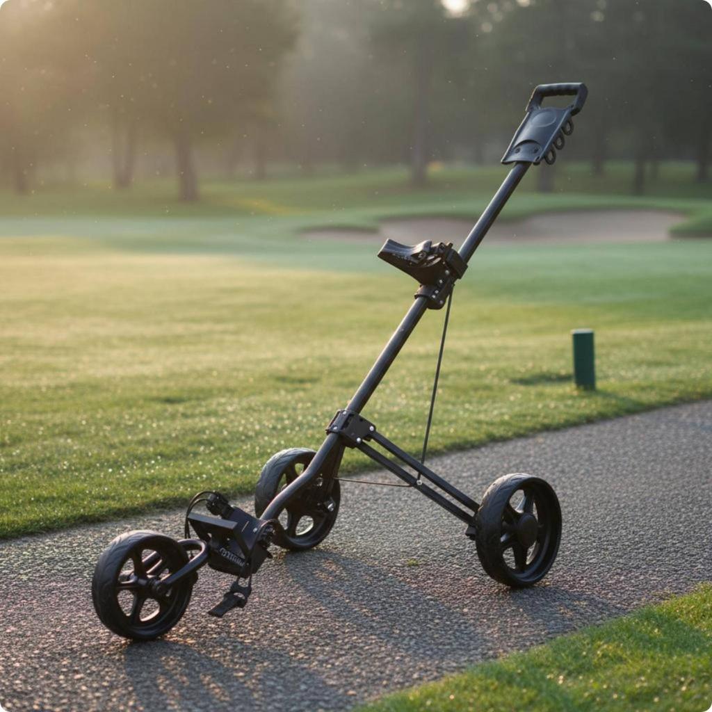 3 Wheel Golf Push Vehicle Compact Aluminum Trolley for Practice Range